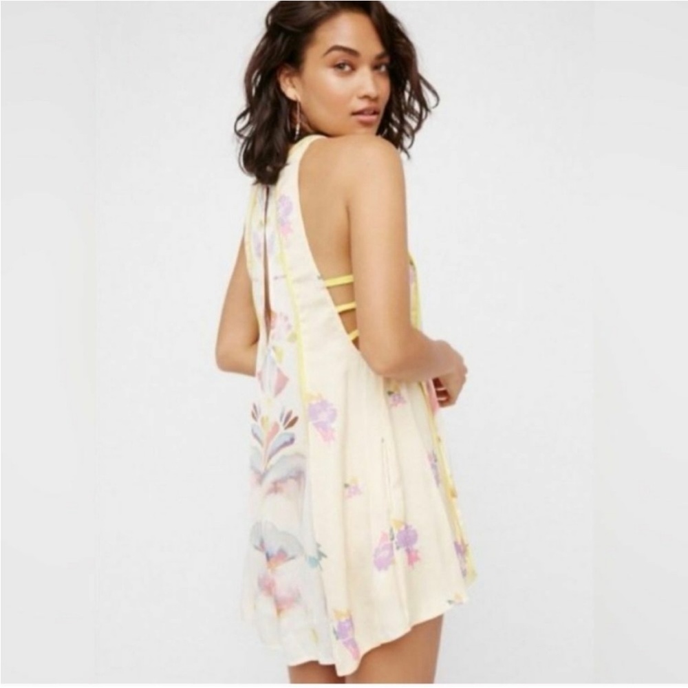 Free People Dream Free Watercolor Slip‎ Tunic Mini Dress - Picture 2 of 16